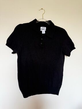 Jason Wu Black Short Sleeve Polo Sweater